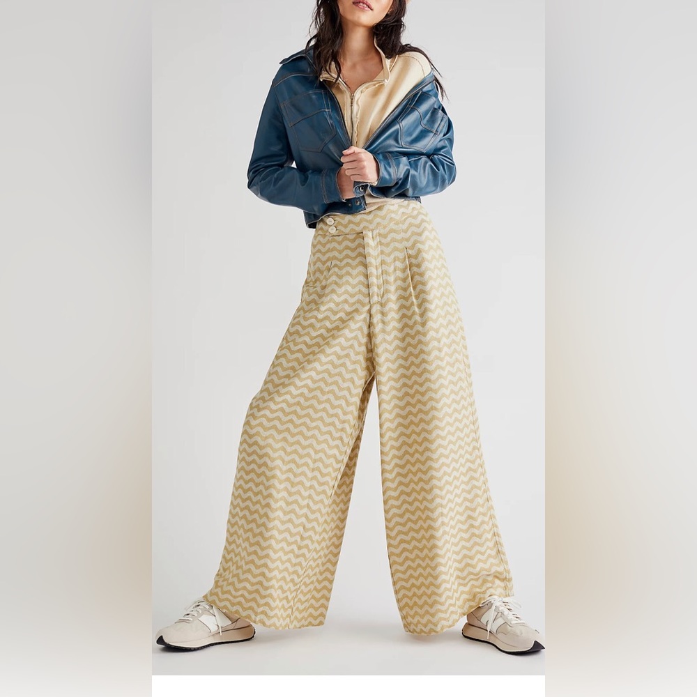 Zulu & Zephyr Chartreuse Wave 100% Organic Cotton Pant ~NWOT